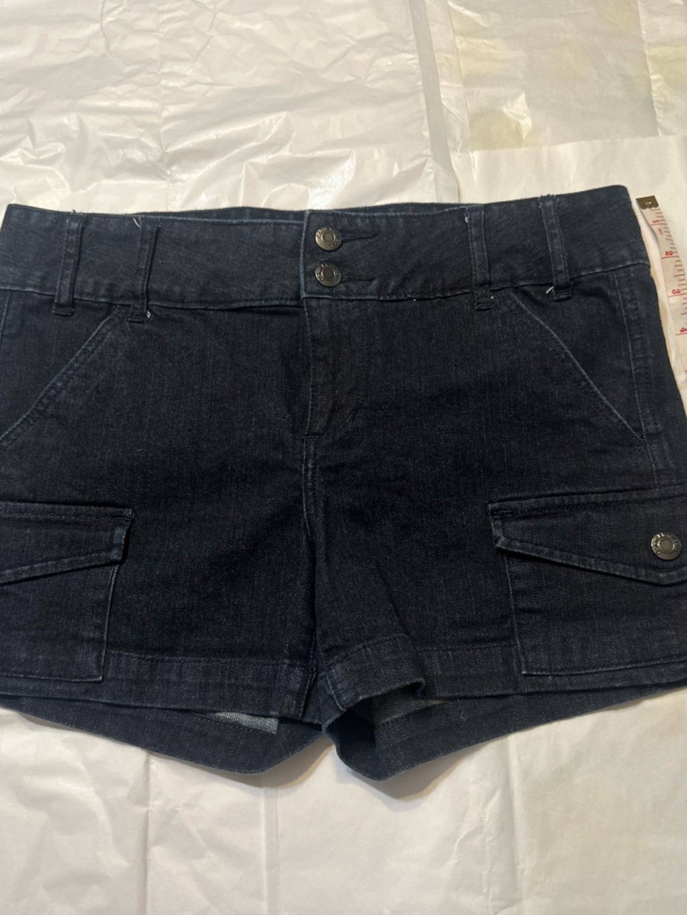 Calvin Klein dark wash denim cargo shorts